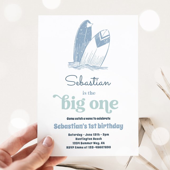 The Big One Modern Surf 1st Birthday Beach Party Invitation (Creator Uploaded)
