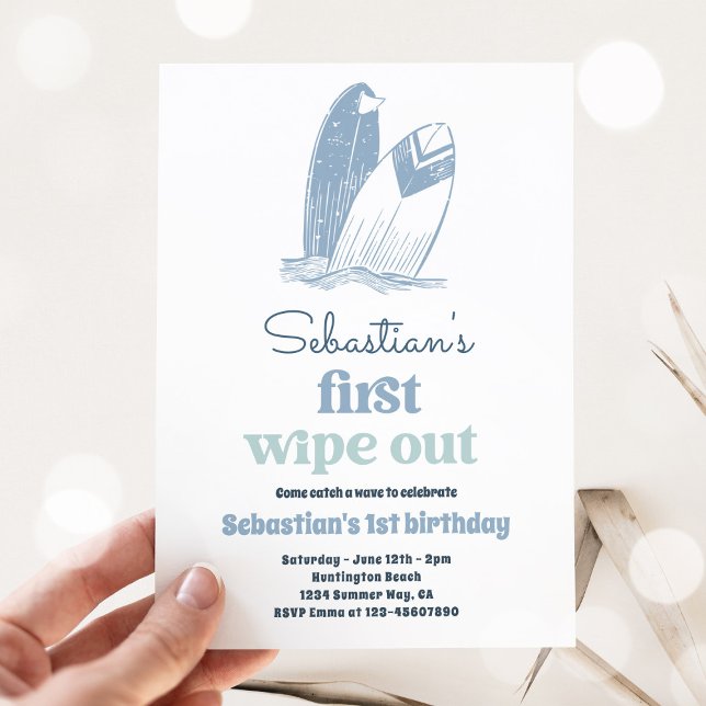 The Big One Modern Surf 1st Birthday Beach Party Invitation (Creator Uploaded)