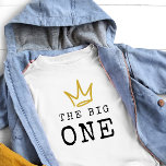 The BIG ONE | Notorious 90's 1st Birthday Party Baby T-Shirt<br><div class="desc">Celebrate your little one whose getting BIGGIE,  BIGGIE BIGGIE! Embrace the 90's hip-hop and rap nostalgia with this unique and fully customisable kids birthday t-shirt – featuring a golden crown and fun rugged typography.</div>