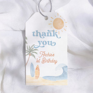 The Big One Surf 1st Birthday Thank You Gift Tags