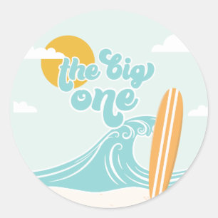 The Big One Surf Beach 1st Birthday Classic Round Sticker