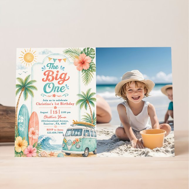 The Big One Surf Beach 1st Birthday Invitation (Creator Uploaded)