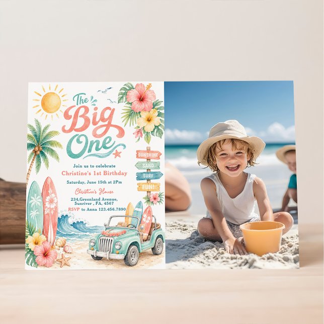 The Big One Surf Beach 1st Birthday Invitation (Creator Uploaded)