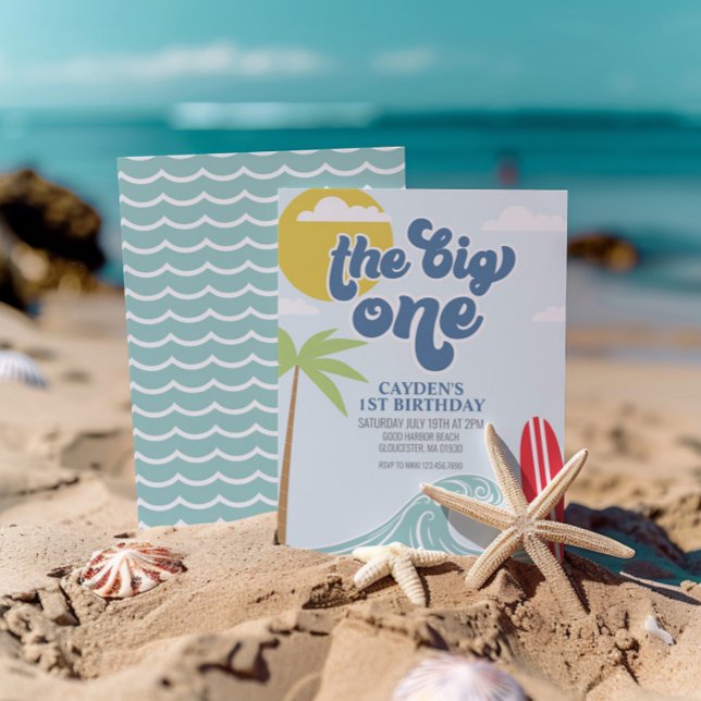 The Big One Surf Beach 1st Birthday Invitation (Creator Uploaded)