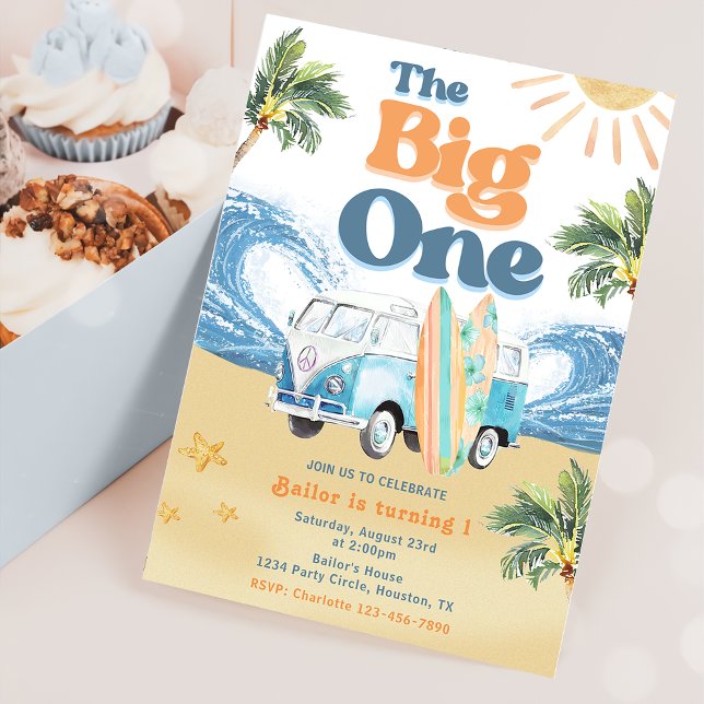 The Big One Surf Beach 1st Birthday Invitation (Creator Uploaded)