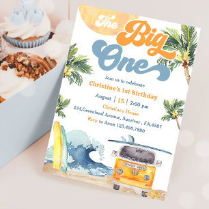 The Big One Surf Beach 1st Birthday Invitation