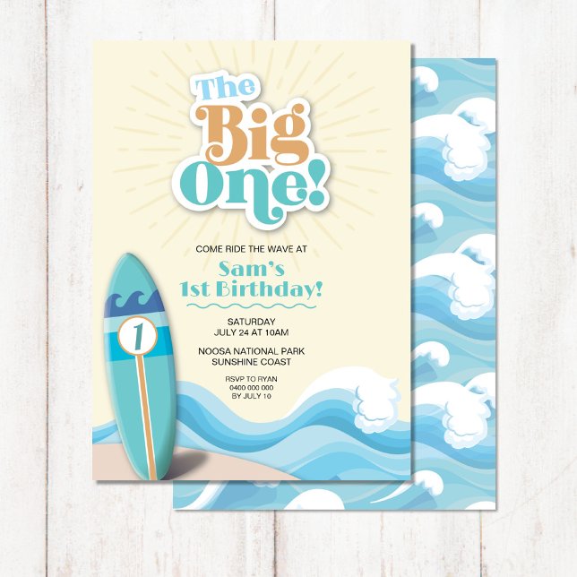 The Big One Surf Beach 1st Birthday Invitation (Creator Uploaded)