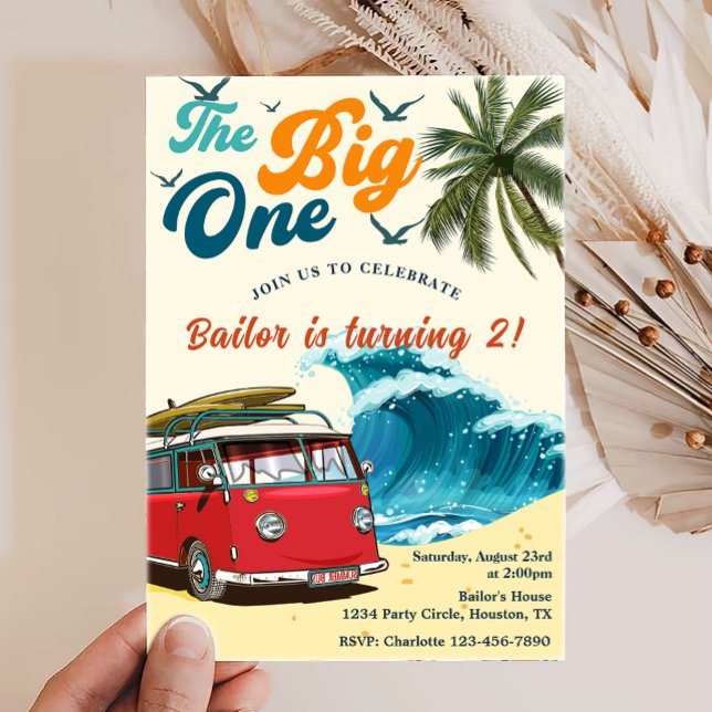 The Big One Surf Beach 1st Birthday Invitation (Creator Uploaded)