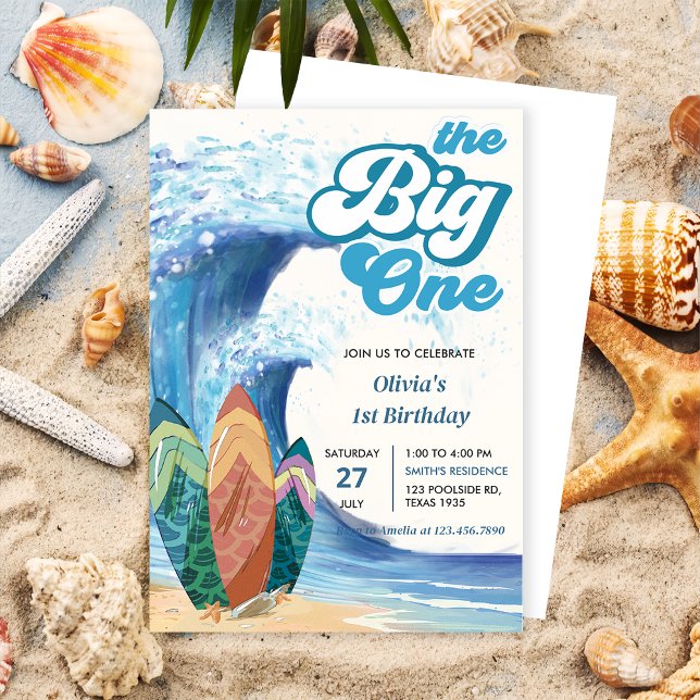 The Big One Surf Beach 1st Birthday Invitation (Creator Uploaded)