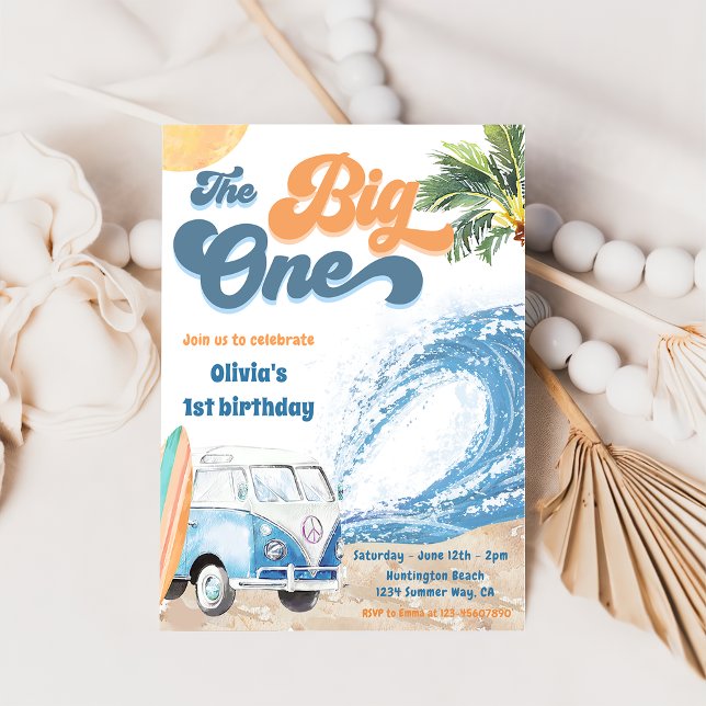 The Big One Surf Beach 1st Birthday Invitation (Creator Uploaded)