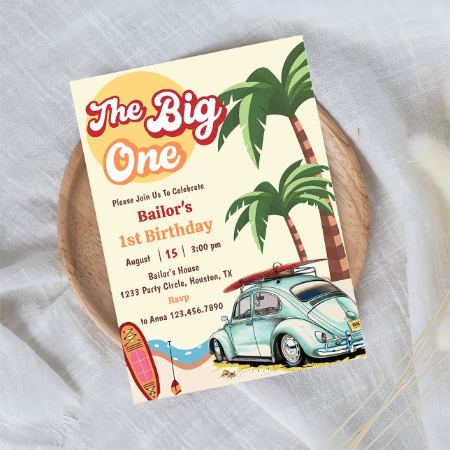 The Big One Surf Beach 1st Birthday Invitation (Creator Uploaded)