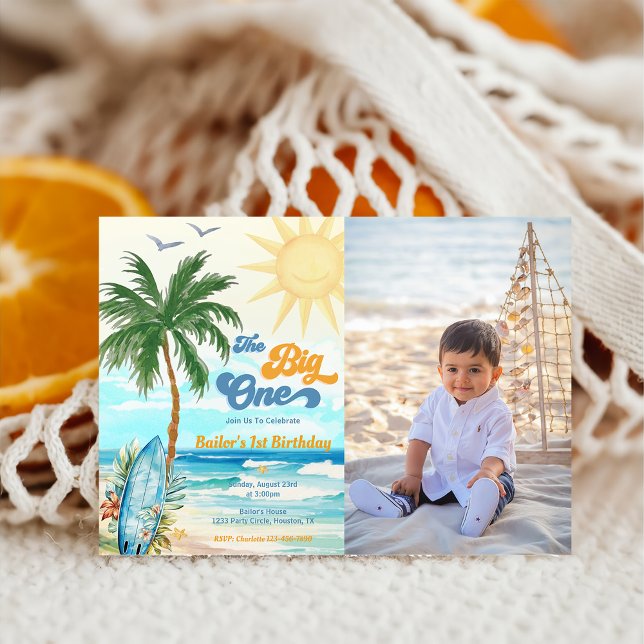 The Big One Surf Beach 1st Birthday Invitation (Creator Uploaded)