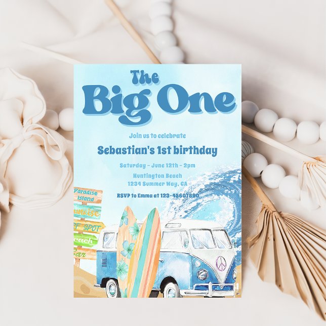 The Big One Surf Beach 1st Birthday Invitation (Creator Uploaded)