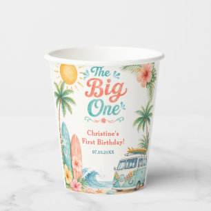 The Big One Surf Beach 1st Birthday Paper Cups