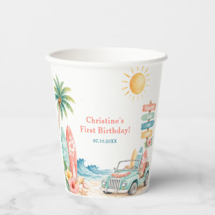 The Big One Surf Beach 1st Birthday Paper Cups