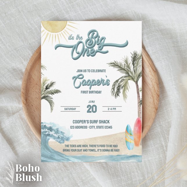 The Big One Surf Birthday Invitation (Creator Uploaded)