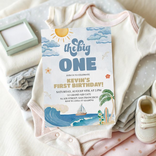 The Big One Surf Birthday Invitation Retro (Creator Uploaded)