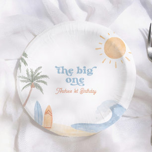 The Big One Surf Summer 1st Birthday Paper Plate