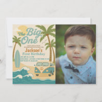 The Big One Surfing 1st Birthday Invite for Boys