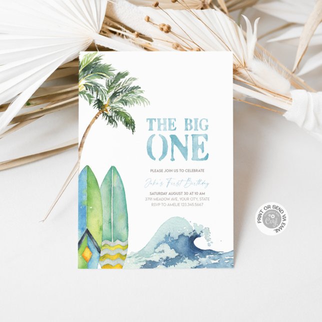 The BIG ONE Surfing 1st Birthday Party Invitation (Creator Uploaded)