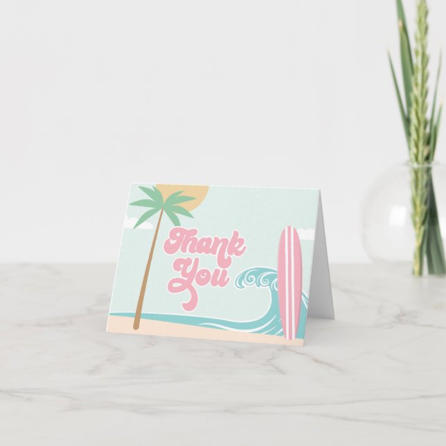 The Big One Surfing First Birthday Thank You (Front)