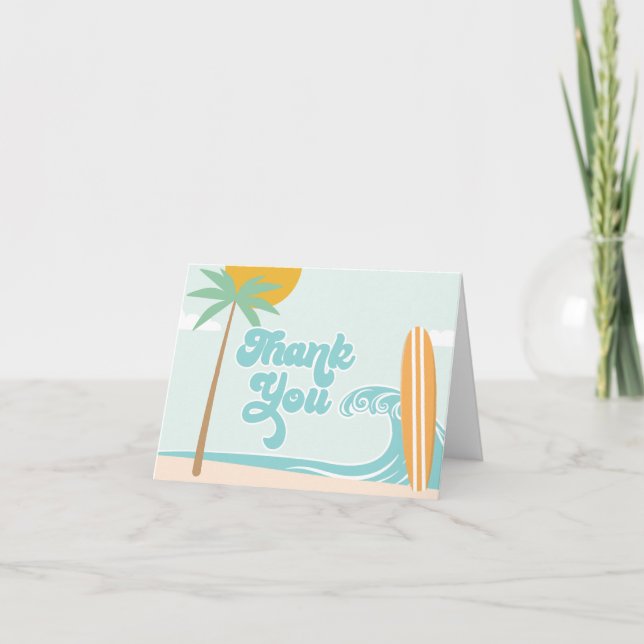 The Big One Surfing First Birthday Thank You Card (Front)