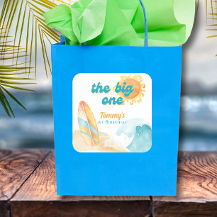 The Big One Watercolor Beach 1st Birthday Sticker
