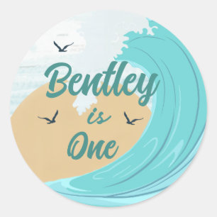 The Big One Wave Cupcake Favor Sticker