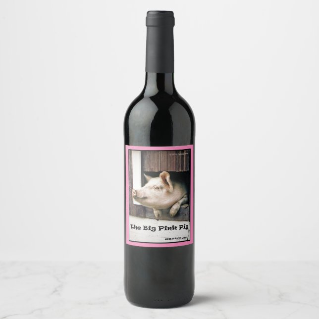 The Big Pink Pig Wine and Sparkling Wine Label (Front)