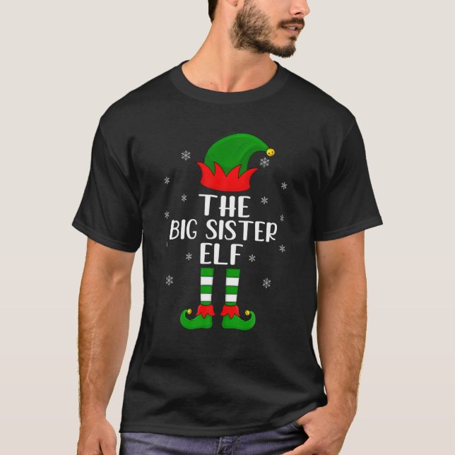 The Big-Sister Elf Christmas Party Matching Family T-Shirt (Front)