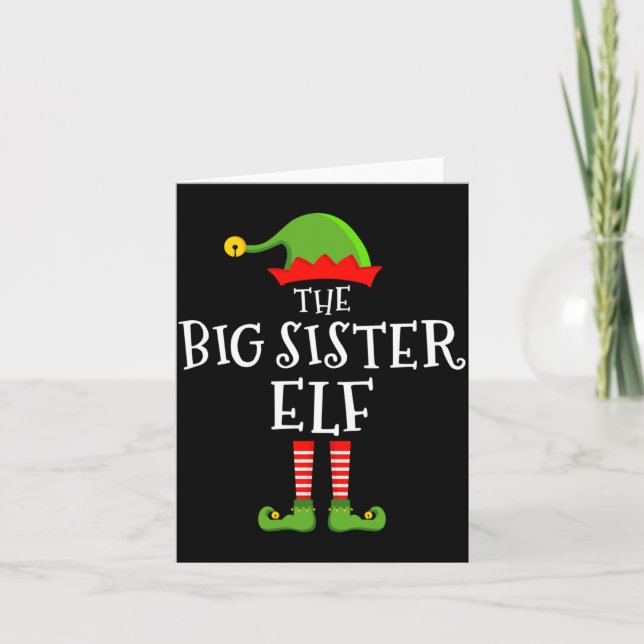 The Big Sister Elf Funny Christmas Matching Family Card (Front)