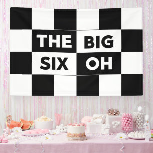 The Big Six Oh Black White Checkered 60th Birthday Banner