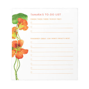 THE BIG THREE Nasturtium To-Do List Notepad