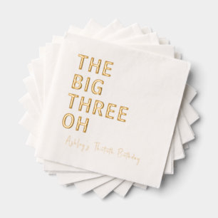 "The Big Three-Oh" Personalised 30th birthday Foil Napkins