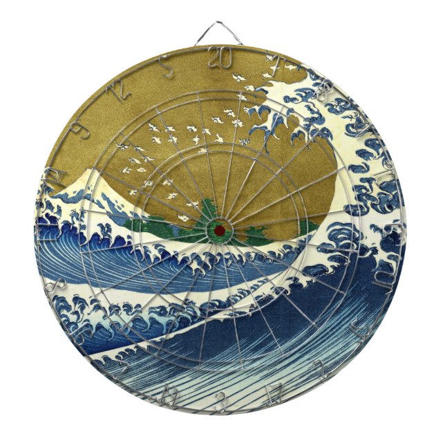The Big Wave (Blue and Gold) (Katsushika Hokusai) Dartboard (Front)
