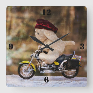 The biker square wall clock