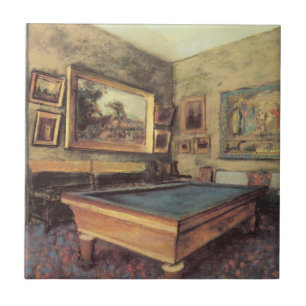 The Billiard Room at Menil Hubert by Edgar Degas Tile