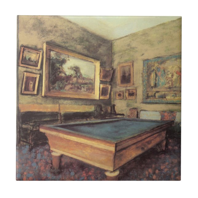 The Billiard Room at Menil Hubert by Edgar Degas Tile (Front)