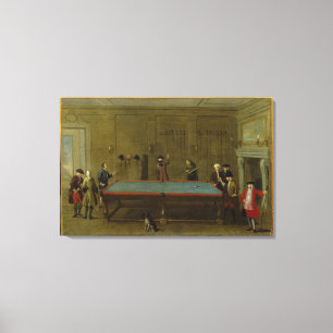 The Billiard Room (oil on canvas) Canvas Print