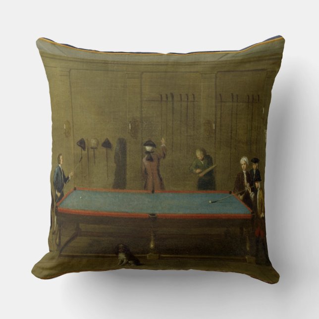 The Billiard Room (oil on canvas) Cushion (Front)