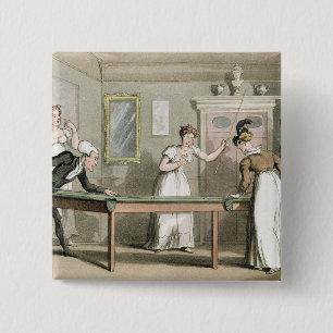 The Billiard Table, from 'The Tour of Dr Syntax in 15 Cm Square Badge