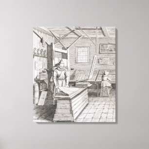 The bindery of Laurens Janszoon Koster, engraved b Canvas Print