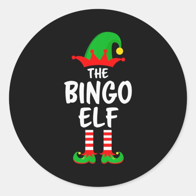 The Bingo Elf Matching Family Christmas  Classic Round Sticker (Front)