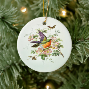 The bird and the butterfly, Christmas Ceramic Tree Decoration