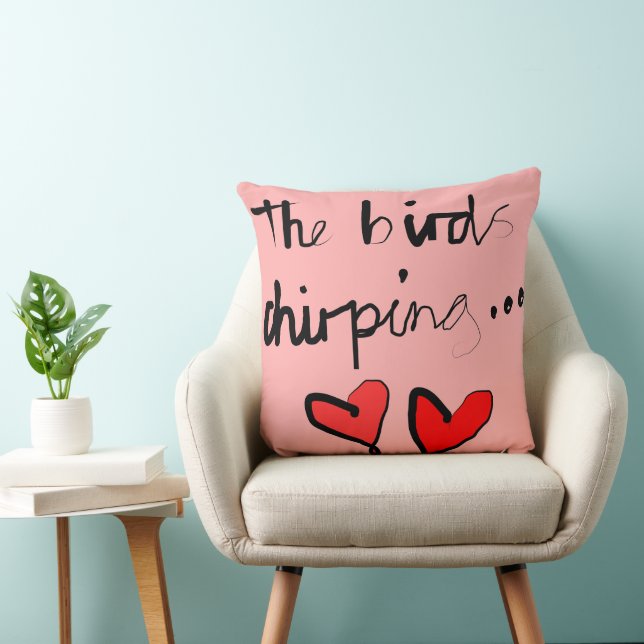 The Bird’s Chirping - Pink Black Red Cushion (Chair)