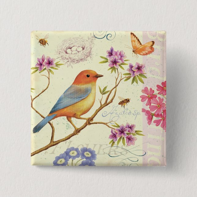 The Birds and the Bees 15 Cm Square Badge (Front)