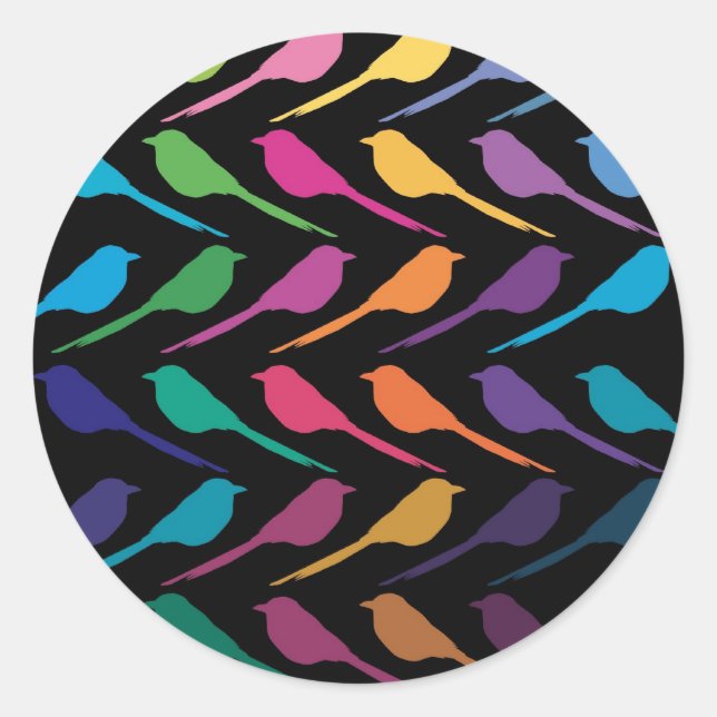 The birds black classic round sticker (Front)