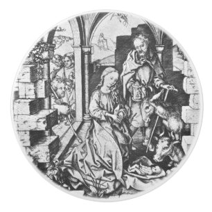 The Birth of Jesus (by Martin Schongauer) Ceramic Knob