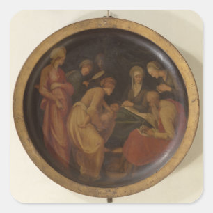The Birth of St. John the Baptist, c.1526 (oil on Square Sticker