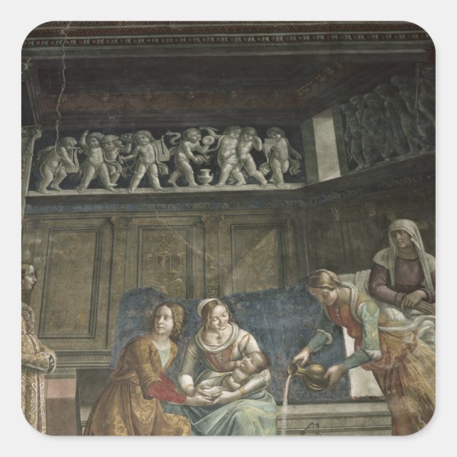 The Birth of the Virgin, 1485-90 Square Sticker (Front)